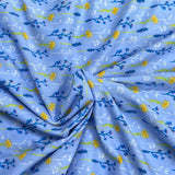 Pound A Metre 3  Metres Luxury Dressmaking 100% Digital Printed Cotton Lawn- 55" (Sky)
