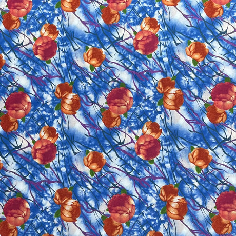 Pound A Metre 3  Metres Luxury Dressmaking 100% Digital Printed Cotton Lawn- 55" (Stem Floral)