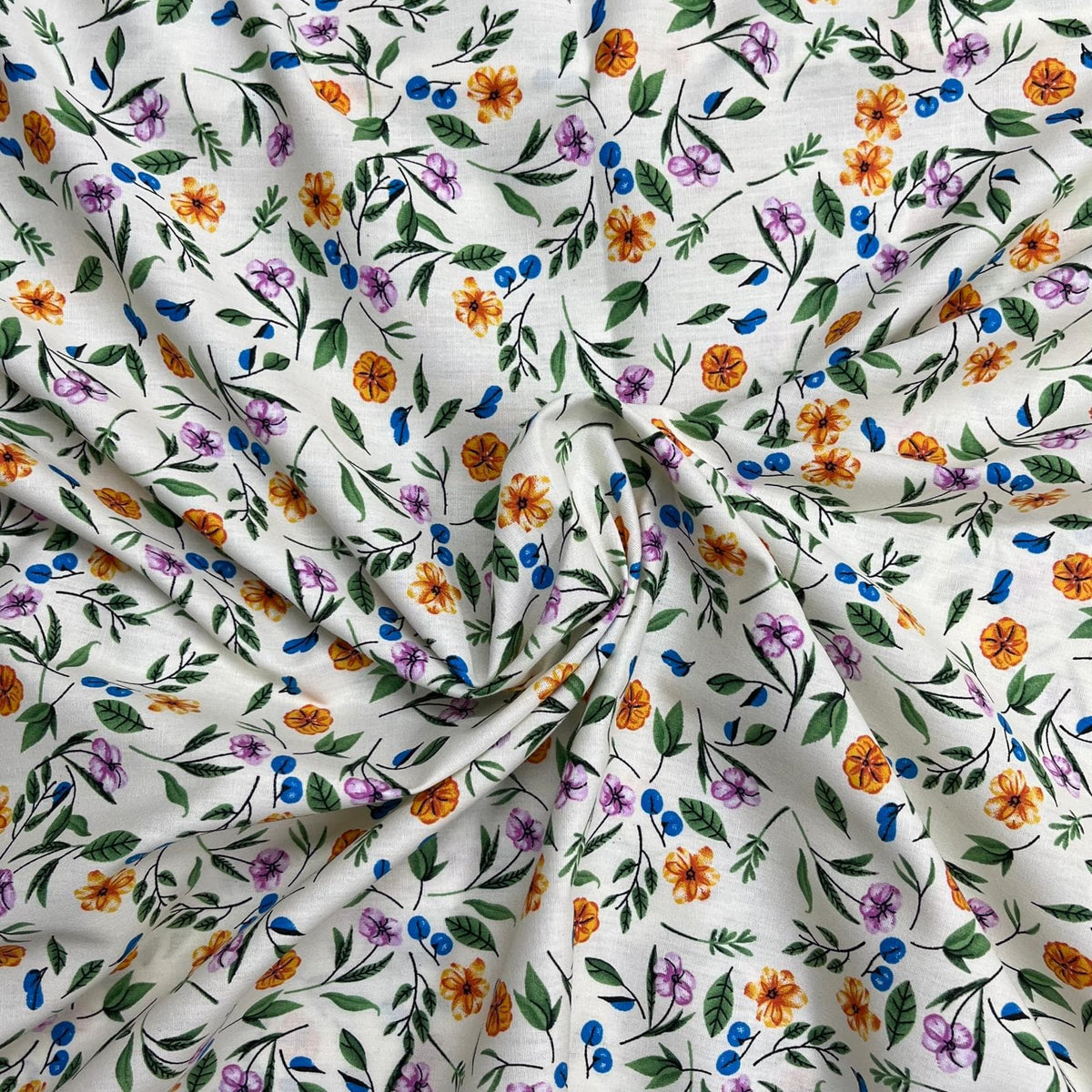 Pound A Metre 3  Metres Luxury Dressmaking 100% Digital Printed Cotton Lawn- 55" (Tulip Garden)