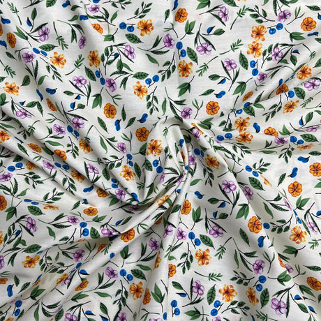 Pound A Metre 3  Metres Luxury Dressmaking 100% Digital Printed Cotton Lawn- 55" (Tulip Garden)