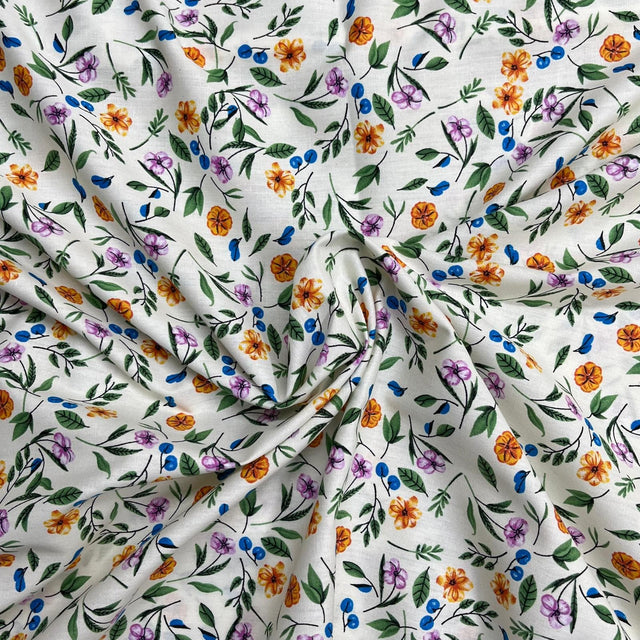 Pound A Metre 3  Metres Luxury Dressmaking 100% Digital Printed Cotton Lawn- 55" (Tulip Garden)