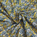 Pound A Metre 3  Metres Luxury Dressmaking 100% Digital Printed Cotton Lawn- 55" (Yellow Floral)