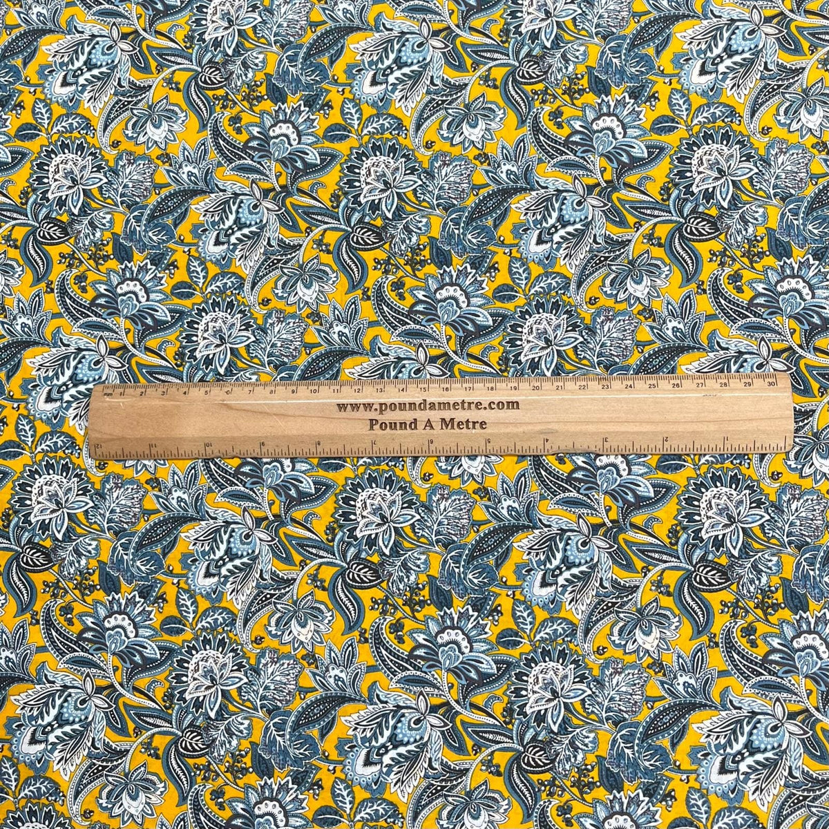 Pound A Metre 3  Metres Luxury Dressmaking 100% Digital Printed Cotton Lawn- 55" (Yellow Floral)