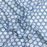 Pound A Metre 3 Metres 3 Metres, Luxury Dressmaking Embroidered Cotton Lawn- 55" (White & Blue) (EOL)
