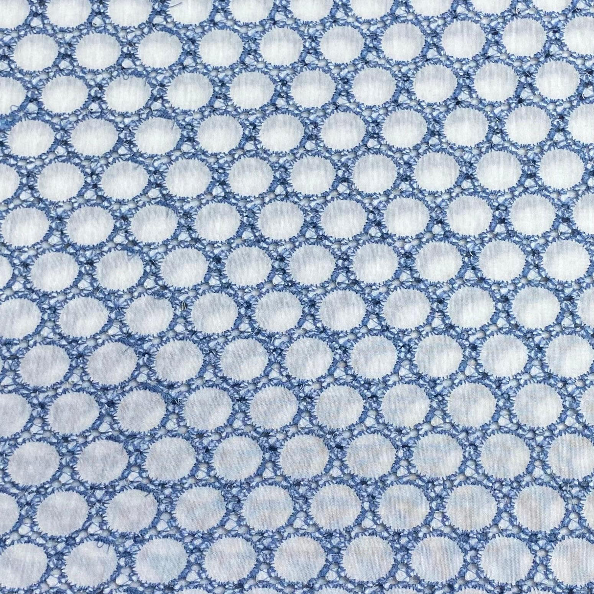 Pound A Metre 3 Metres 3 Metres, Luxury Dressmaking Embroidered Cotton Lawn- 55" (White & Blue) (EOL)