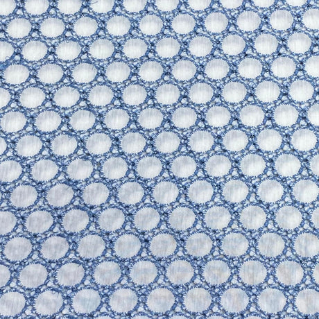 Pound A Metre 3 Metres 3 Metres, Luxury Dressmaking Embroidered Cotton Lawn- 55" (White & Blue) (EOL)