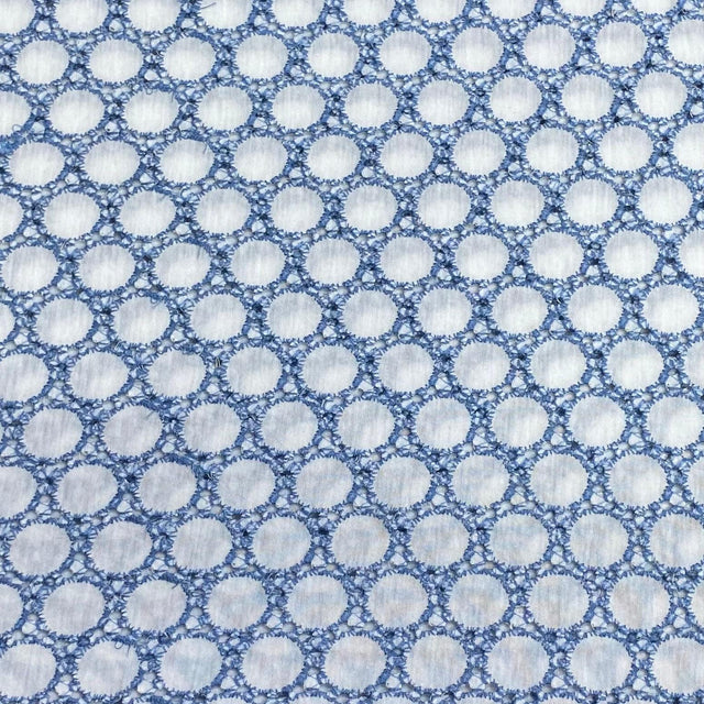 Pound A Metre 3 Metres 3 Metres, Luxury Dressmaking Embroidered Cotton Lawn- 55" (White & Blue) (EOL)