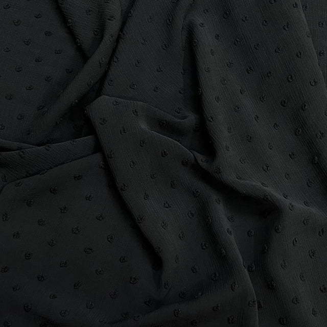 Pound A Metre 3 Metres Luxury Embossed Chiffon- 55" Wide- (Black Dots)