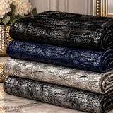Pound A Metre 3 Metres Luxury Foil Viscose Fabric – 55'' Wide (Black & Gold)