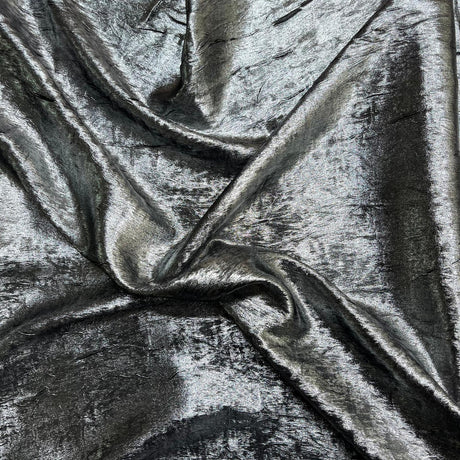 Pound A Metre 3 Metres Luxury Foil Viscose Fabric – 55'' Wide (Black & Silver)