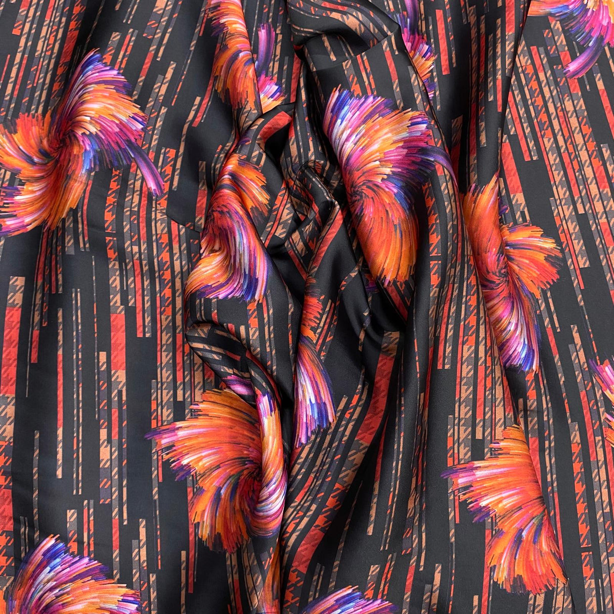 Pound A Metre 3 Metres Luxury Lounge Wear Printed Satin 55” Wide (Red Floral)