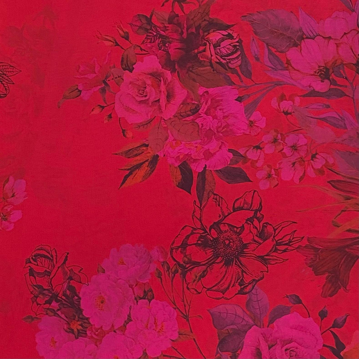 Pound A Metre 3 Metres Luxury Printed Chiffon- 55" Wide - (Apple Garden)