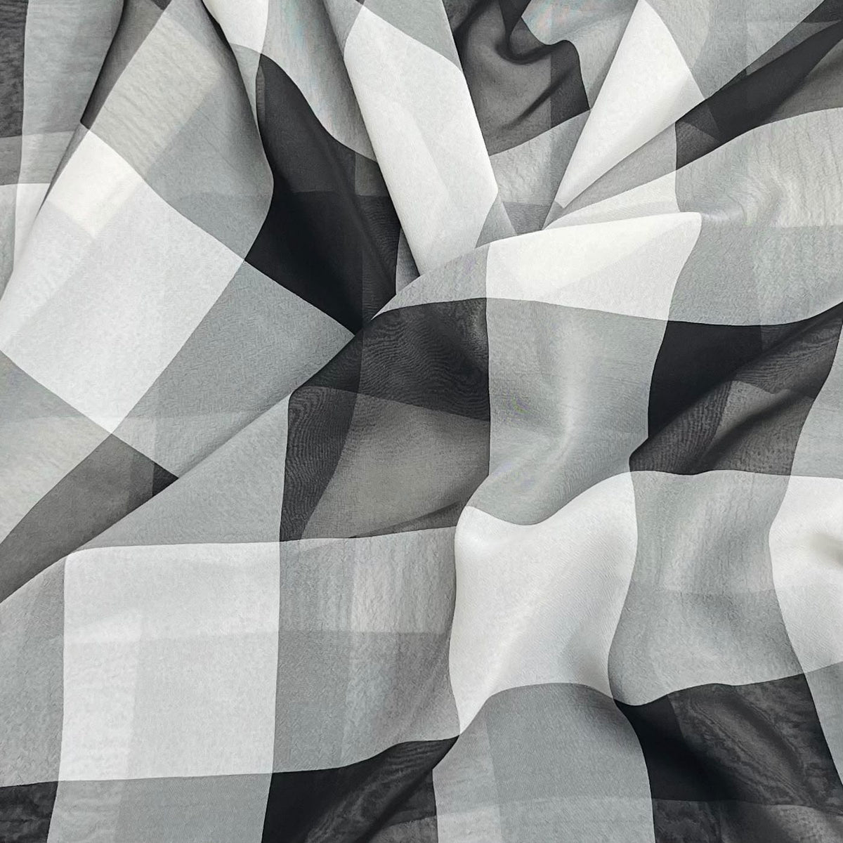 Pound A Metre 3 Metres Luxury Printed Chiffon- 55" Wide- (Black & White)