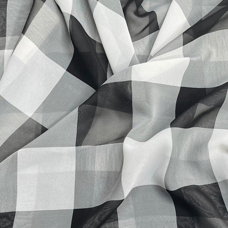 Pound A Metre 3 Metres Luxury Printed Chiffon- 55" Wide- (Black & White)