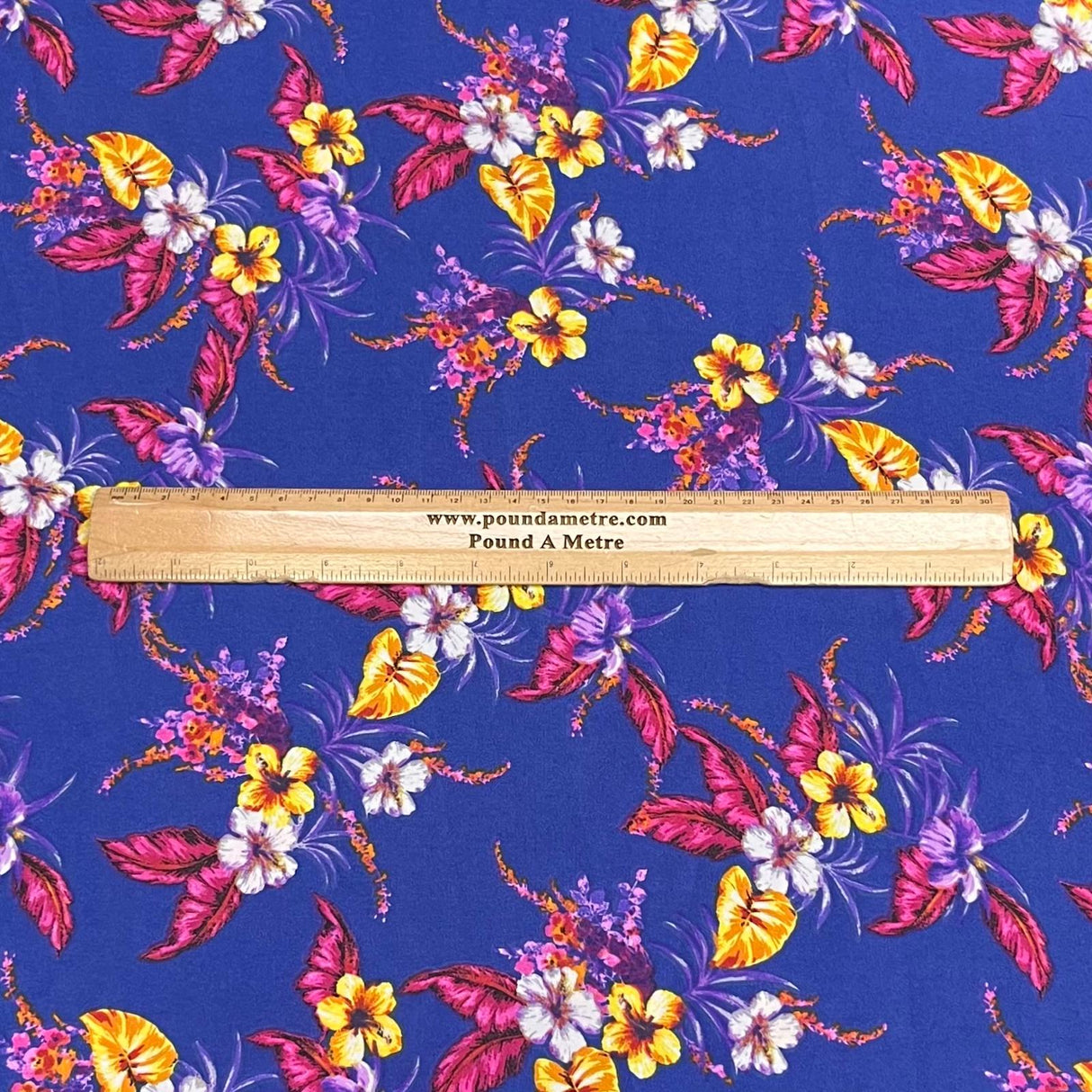 Pound A Metre 3 Metres Luxury Printed Chiffon- 55" Wide- (Blue Flower)