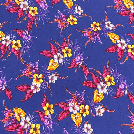 Pound A Metre 3 Metres Luxury Printed Chiffon- 55" Wide- (Blue Flower)