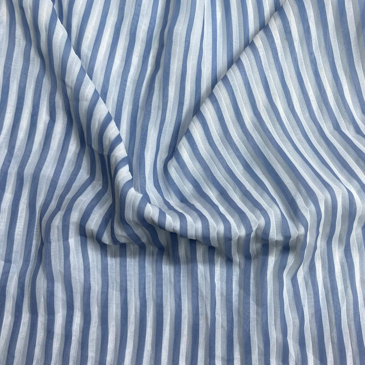 Pound A Metre 3 Metres Luxury Printed Chiffon- 55" Wide- (Blue & White)