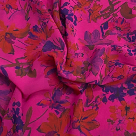 Pound A Metre 3 Metres Luxury Printed Chiffon- 55" Wide - (Bouquet)