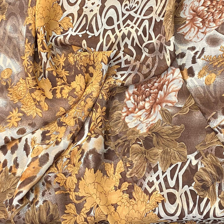 Pound A Metre 3 Metres Luxury Printed Chiffon- 55" Wide- (Chocolate) (EOL)