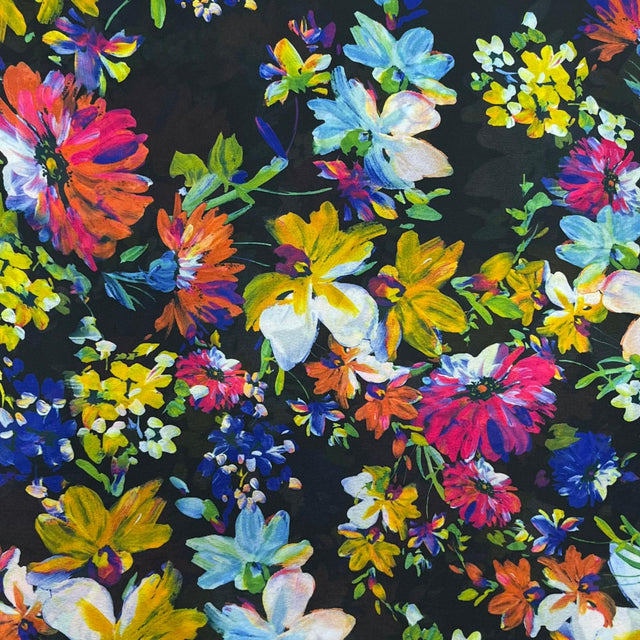 Pound A Metre 3 Metres Luxury Printed Chiffon- 55" Wide- (Dark Garden)