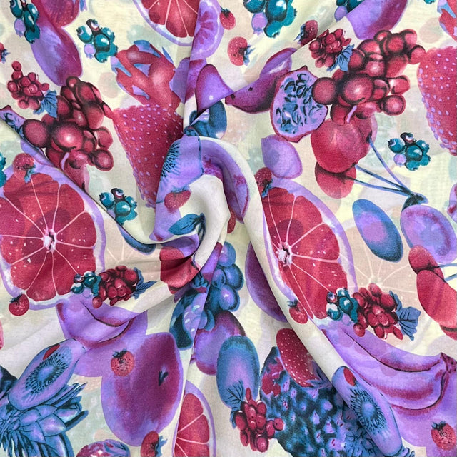 Pound A Metre 3 Metres Luxury Printed Chiffon- 55" Wide- (Fruit)