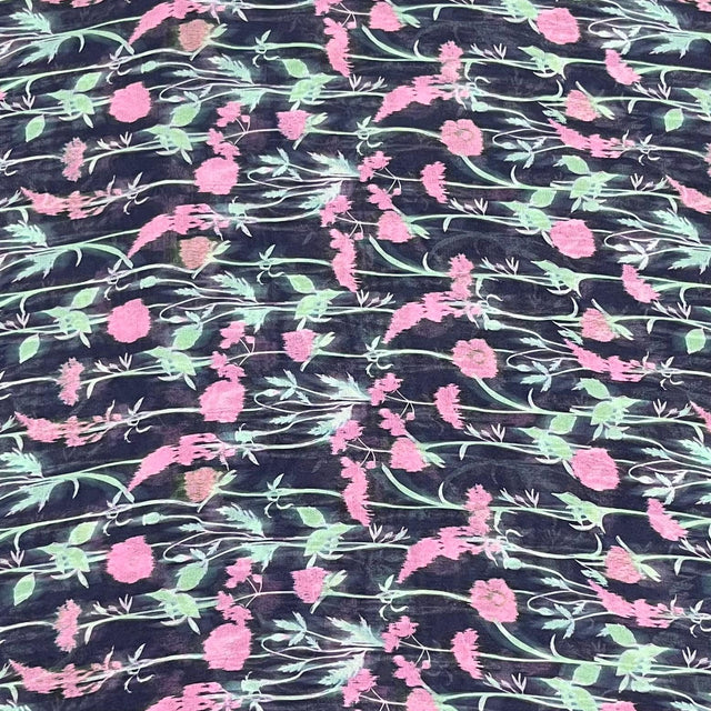 Pound A Metre 3 Metres Luxury Printed Chiffon- 55" Wide- (Garden)