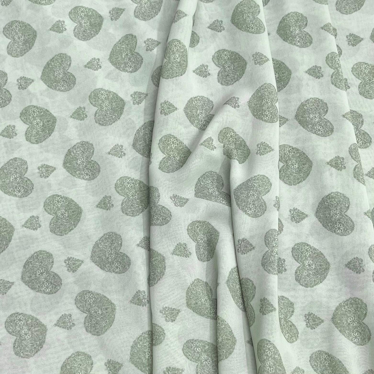 Pound A Metre 3 Metres Luxury Printed Chiffon- 55" Wide- (Heart)