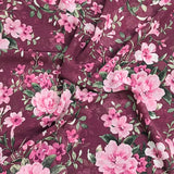 Pound A Metre 3 Metres Luxury Printed Chiffon- 55" Wide- (Maroon Flower)