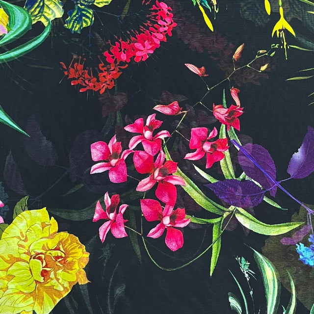 Pound A Metre 3 Metres Luxury Printed Chiffon- 55" Wide- (Night Garden)