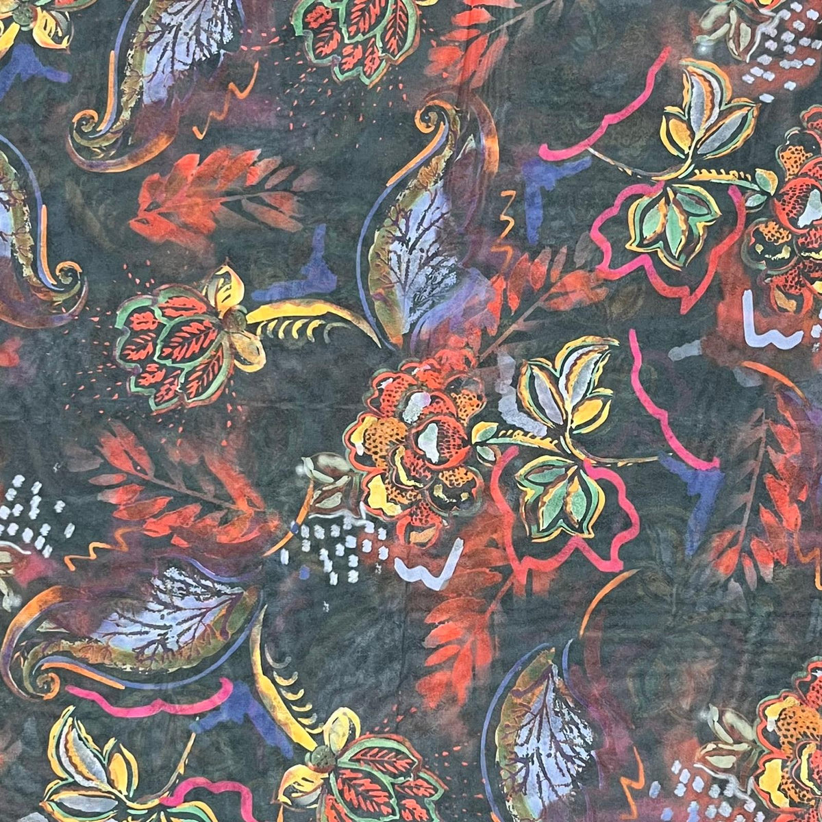 Pound A Metre 3 Metres Luxury Printed Chiffon- 55" Wide- (Night Garden)