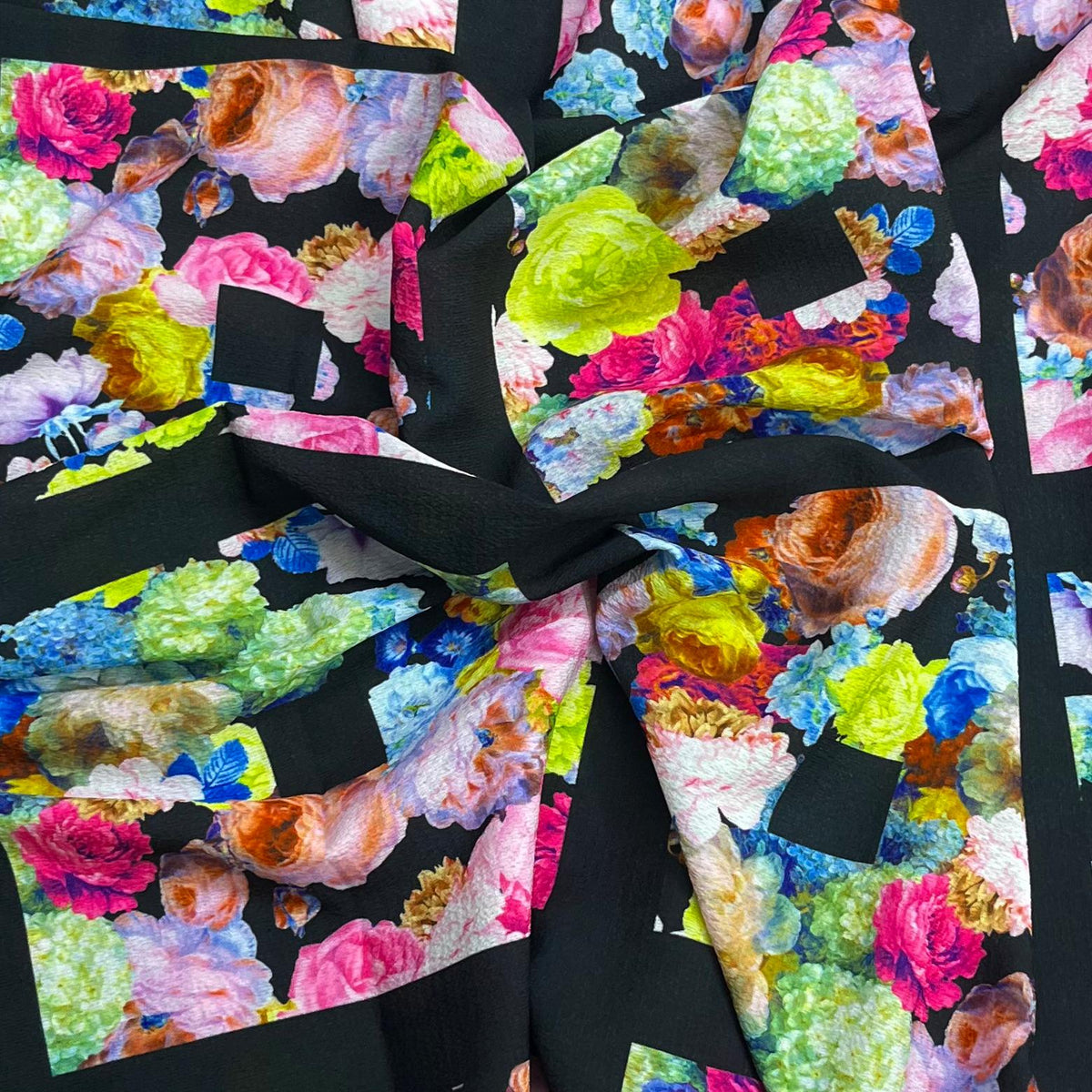 Pound A Metre 3 Metres Luxury Printed Chiffon- 55" Wide- (Patch Garden)