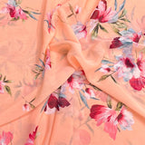 Pound A Metre 3 Metres Luxury Printed Chiffon- 55" Wide- (Peach Flower)