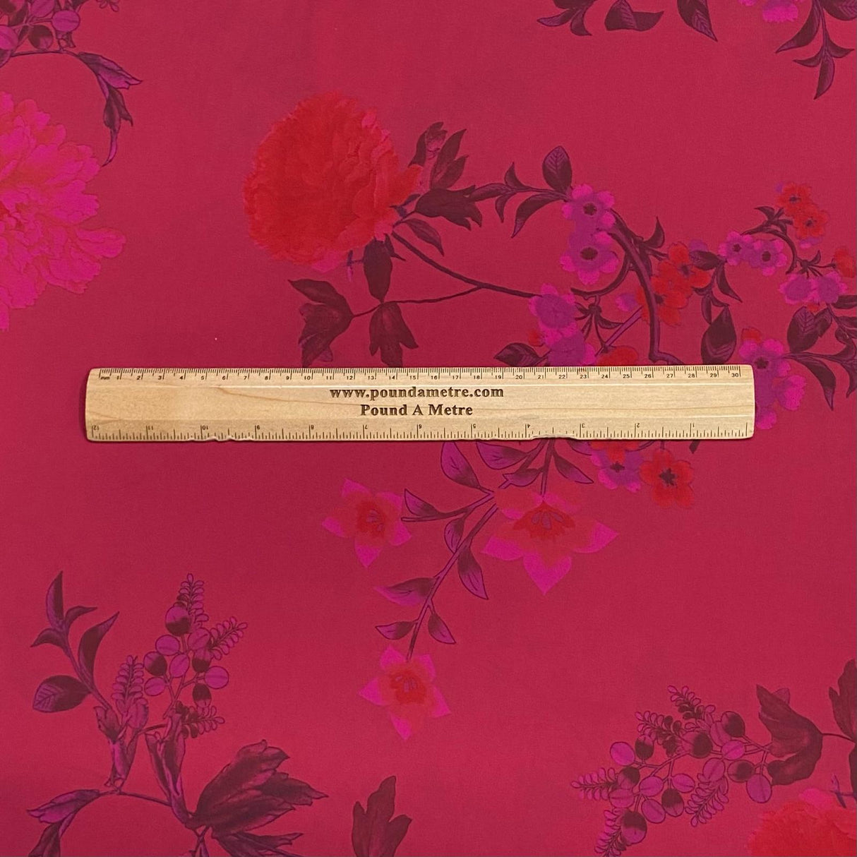 Pound A Metre 3 Metres Luxury Printed Chiffon- 55" Wide - (Raspberry)