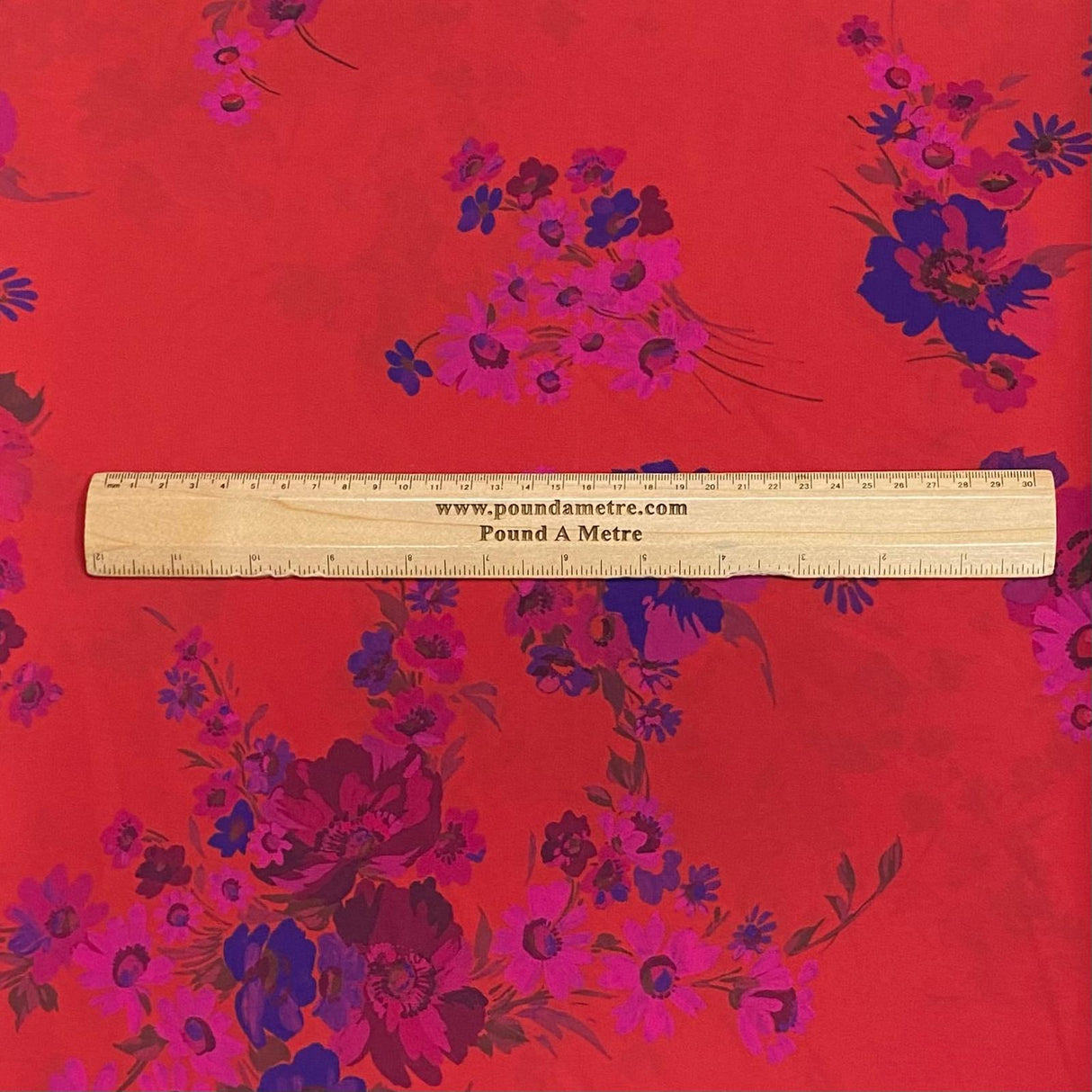 Pound A Metre 3 Metres Luxury Printed Chiffon- 55" Wide - (Red Floral)