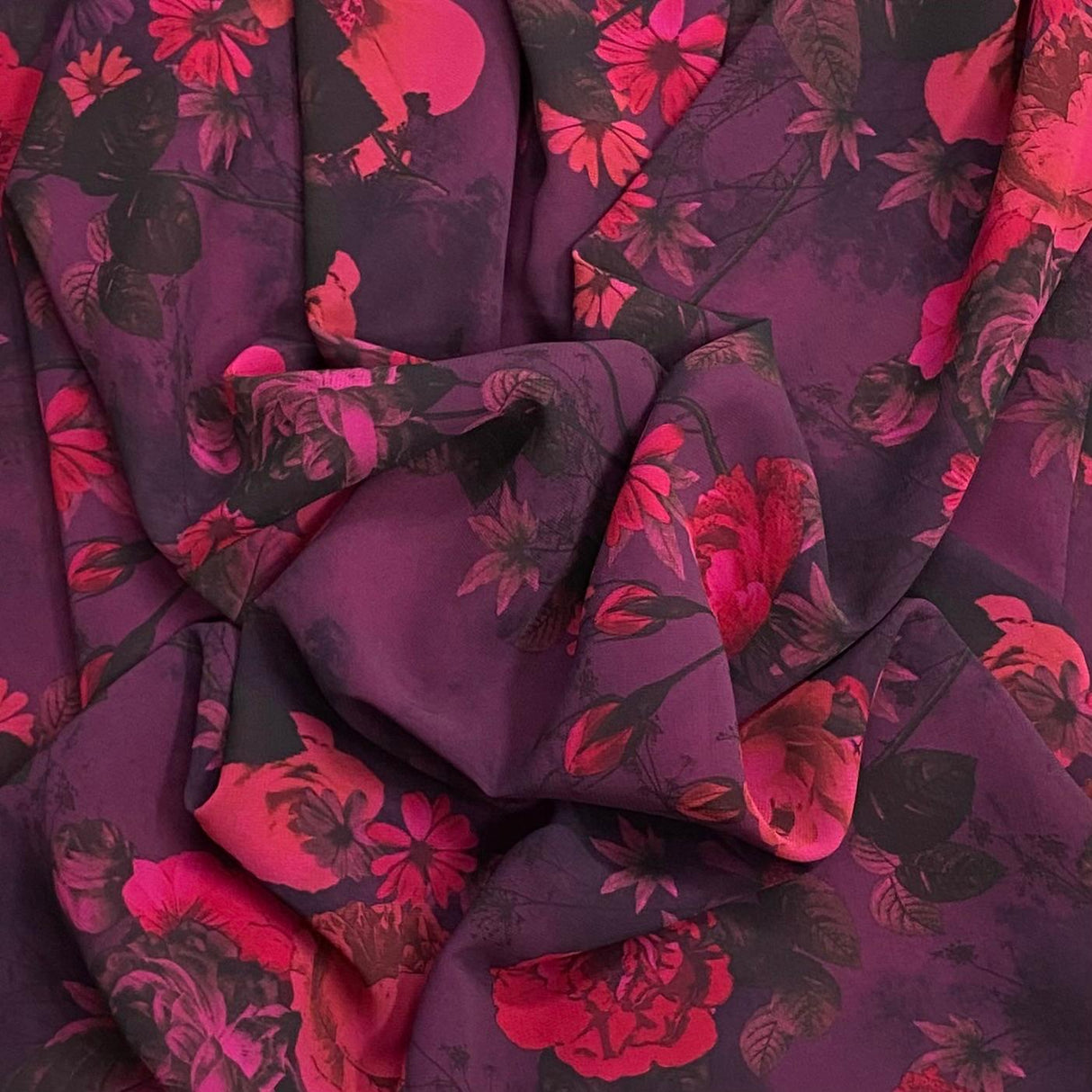 Pound A Metre 3 Metres Luxury Printed Chiffon- 55" Wide - (Wine)