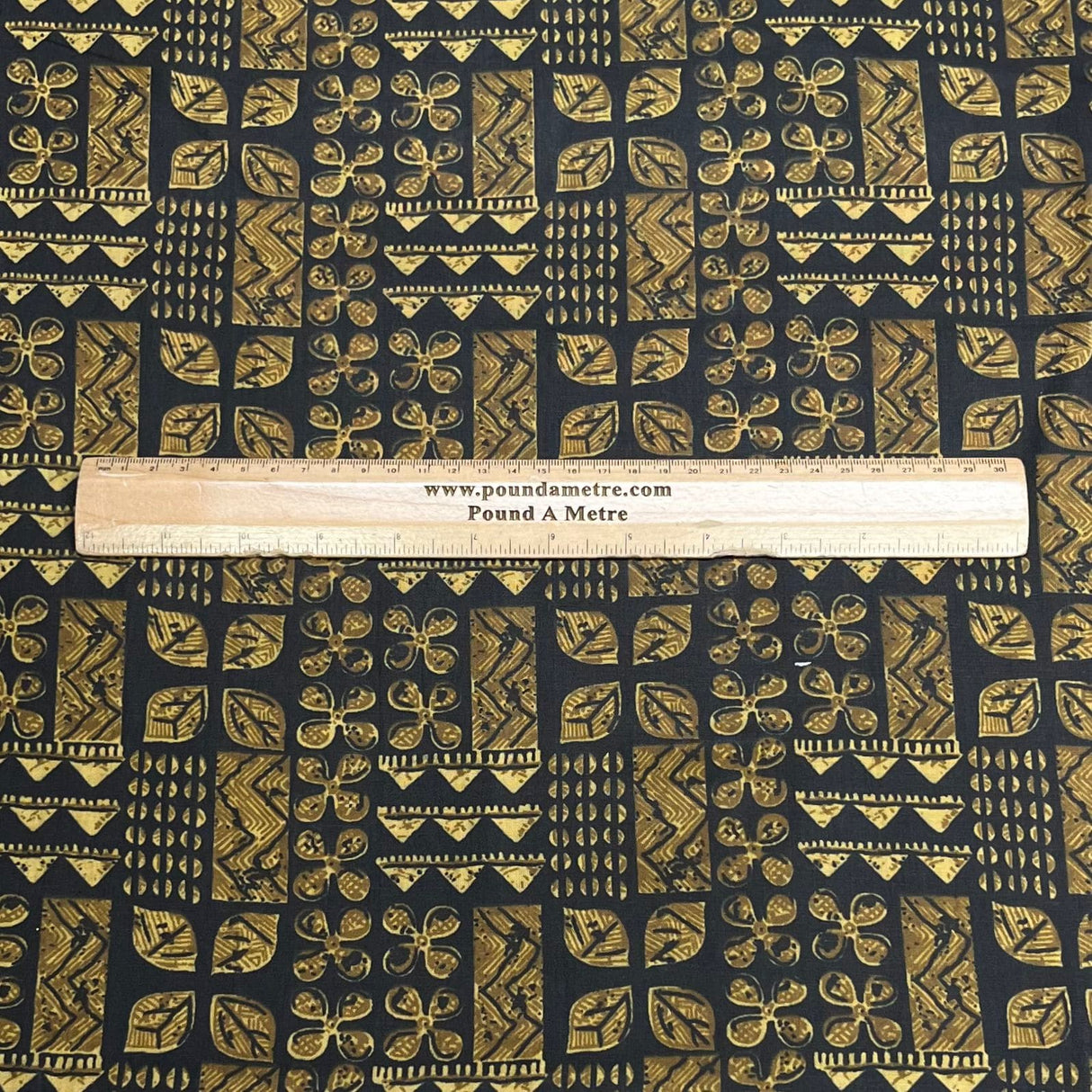 Pound A Metre 3 Metres Luxury Printed Cotton – 36" Wide- (Black & Gold)