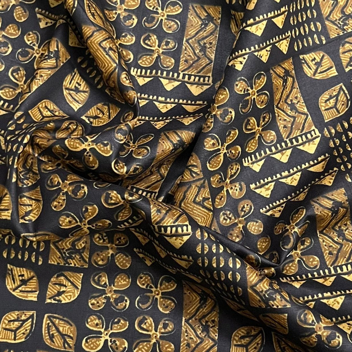 Pound A Metre 3 Metres Luxury Printed Cotton – 36" Wide- (Black & Gold)