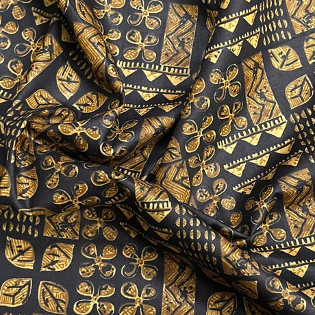 Pound A Metre 3 Metres Luxury Printed Cotton – 36" Wide- (Black & Gold)
