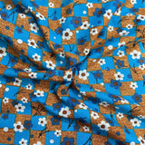 Pound A Metre 3 Metres Luxury Printed Cotton – 36" Wide- (Blue & Brown Flower)