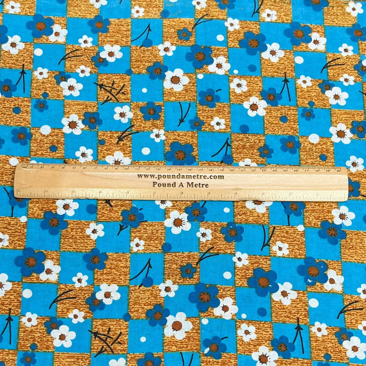 Pound A Metre 3 Metres Luxury Printed Cotton – 36" Wide- (Blue & Brown Flower)