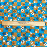 Pound A Metre 3 Metres Luxury Printed Cotton – 36" Wide- (Blue & Brown Flower)