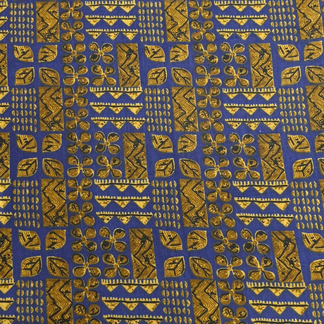 Pound A Metre 3 Metres Luxury Printed Cotton – 36" Wide- (Blue & Gold)
