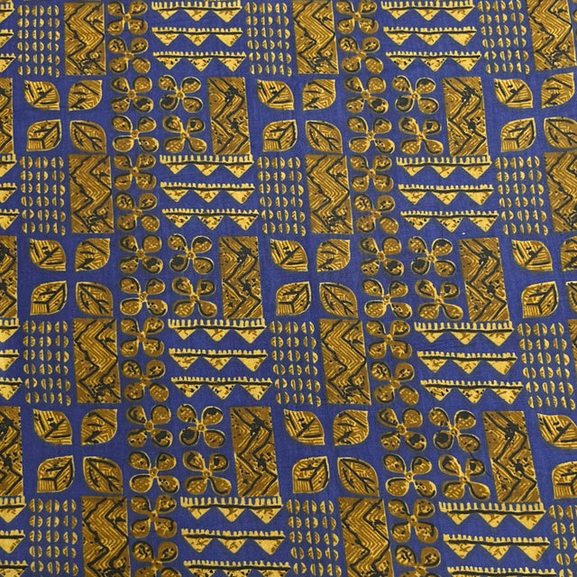 Pound A Metre 3 Metres Luxury Printed Cotton – 36" Wide- (Blue & Gold)