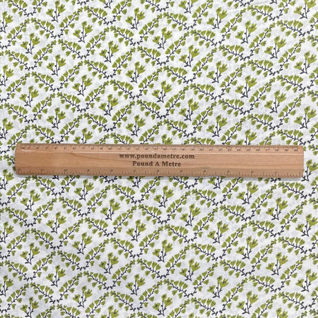 Pound A Metre 3 Metres Luxury Printed Cotton – 36" Wide- (Green & White)