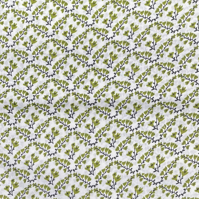 Pound A Metre 3 Metres Luxury Printed Cotton – 36" Wide- (Green & White)
