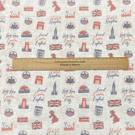 Pound A Metre 3 Metres Luxury Printed Cotton – 36" Wide- (London) (EOL)