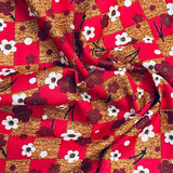 Pound A Metre 3 Metres Luxury Printed Cotton – 36" Wide- (Red & Brown Flower)