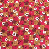 Pound A Metre 3 Metres Luxury Printed Cotton – 36" Wide- (Red & Brown Flower)