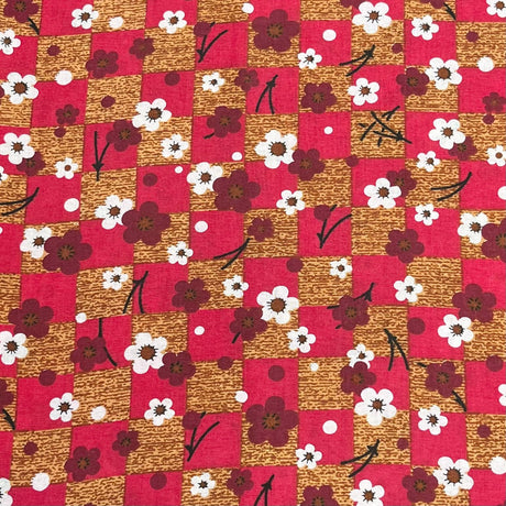 Pound A Metre 3 Metres Luxury Printed Cotton – 36" Wide- (Red & Brown Flower)
