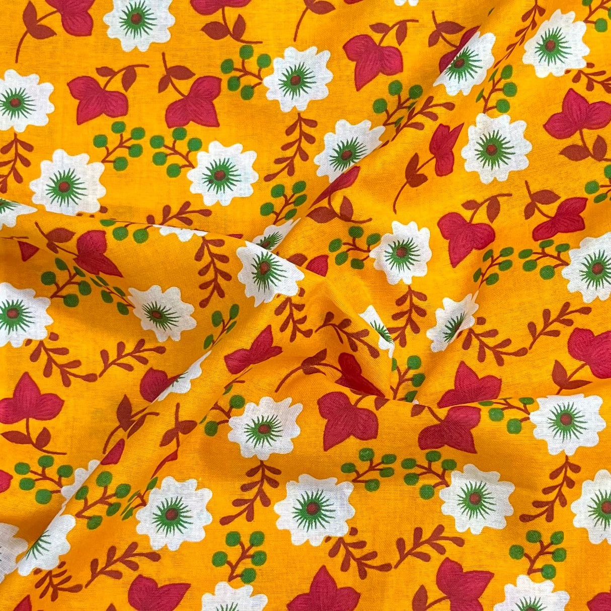Pound A Metre 3 Metres Luxury Printed Cotton – 36" Wide- (Yellow Flower)